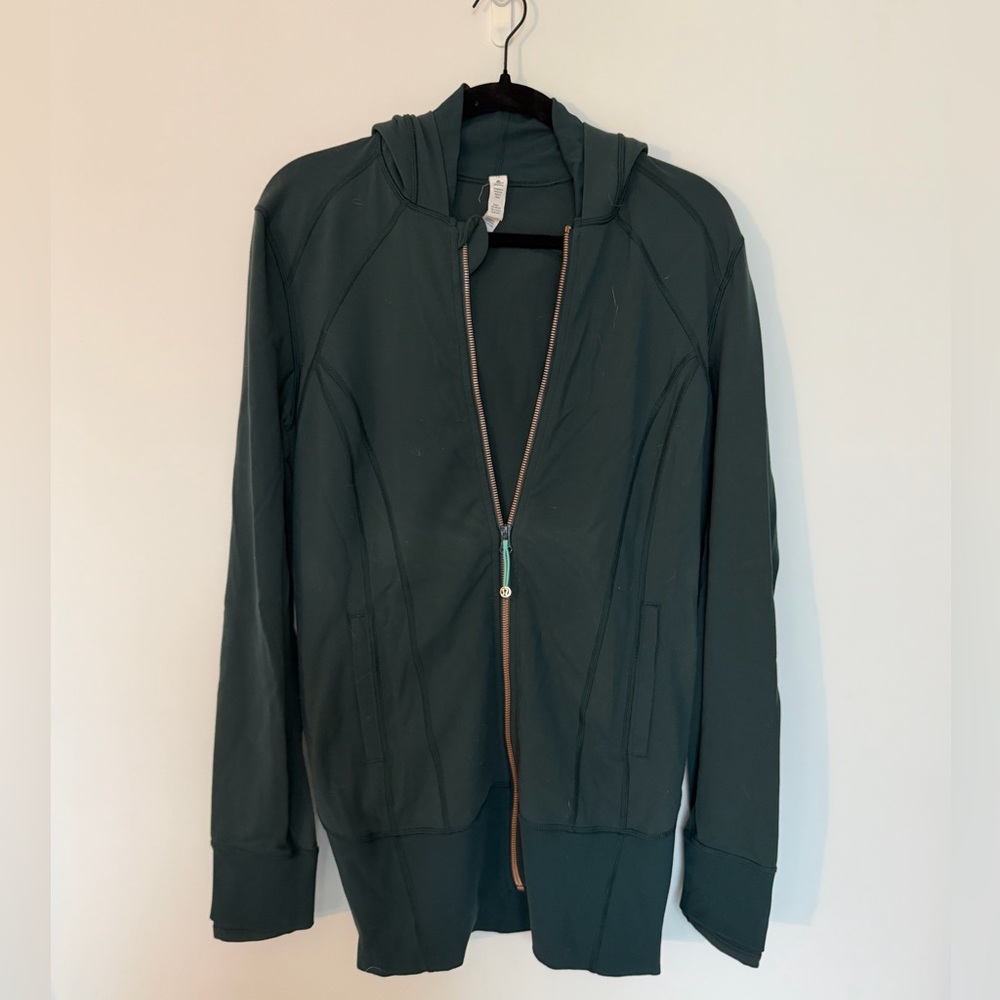Women’s Long define jacket - Green Zip-Up